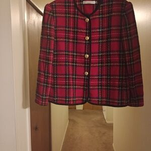 Vintage Plaid Women's Jacket - Red and Black